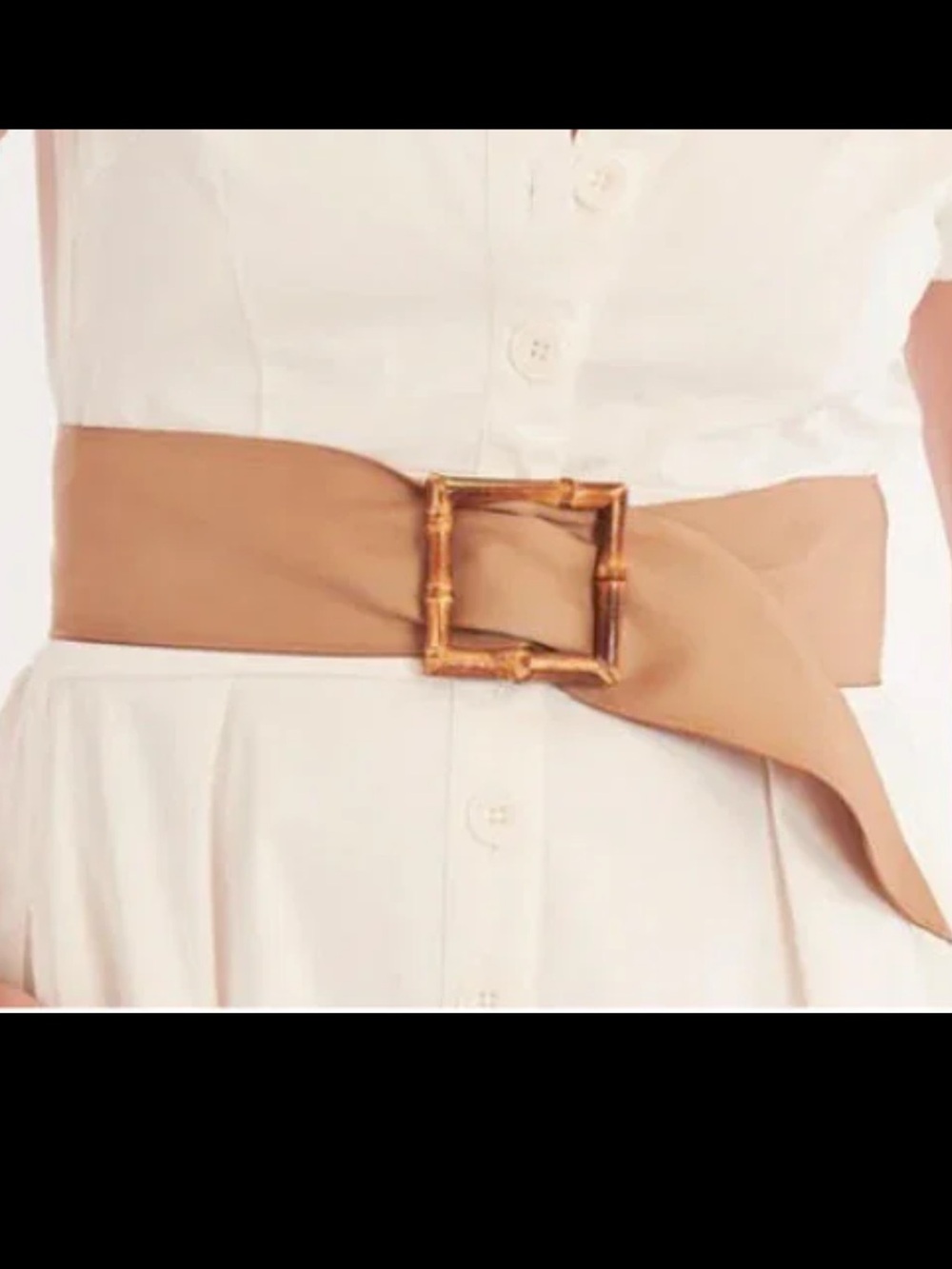Beau & Ro grosgrain Taupe Waist Belt with Bamboo-Style Buckle
